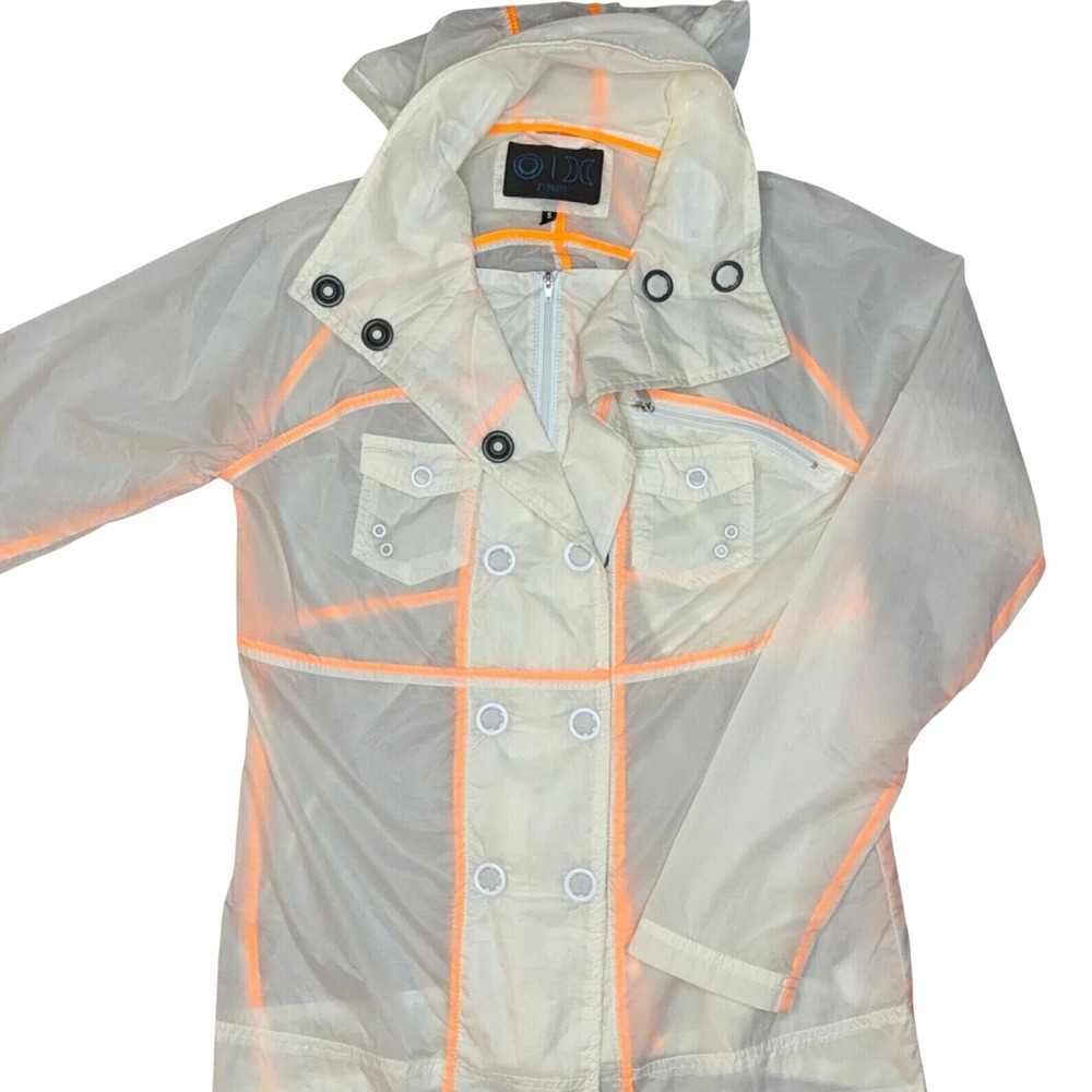 Hurley x Tron Legacy Jacket Womens Small Translucent Neon Orange Windbreaker